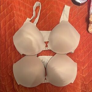 2 Spanx beige Full-Coverage Seamless Bra 34C